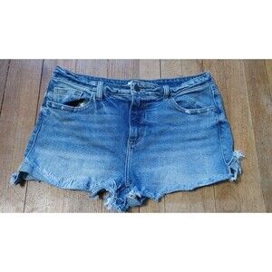 Cello Women's Light Wash Factory Distressed Denim Shorts Large L Cutoff Stretch